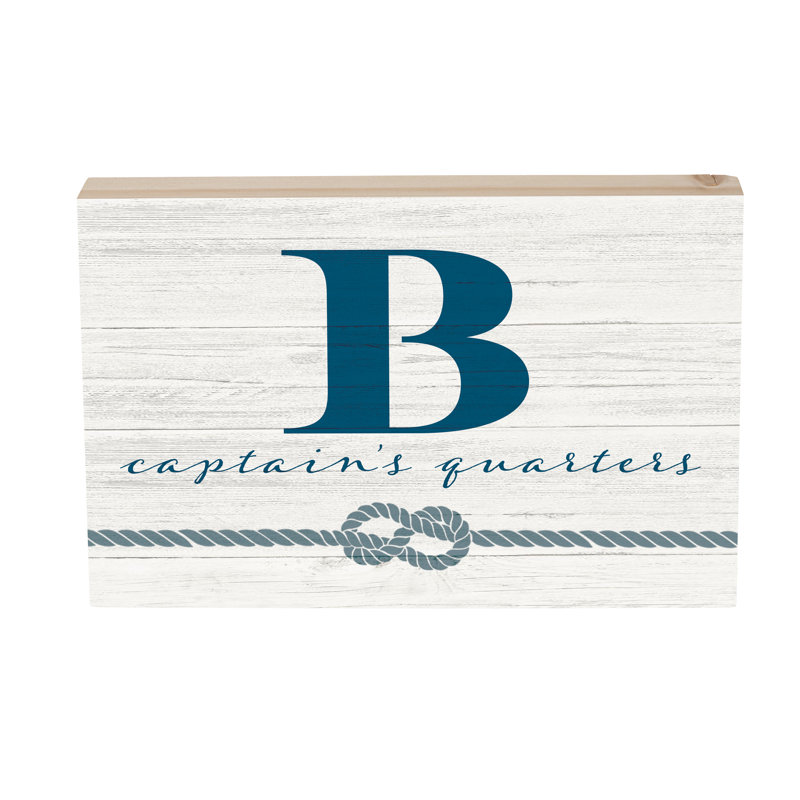 Capitaine en bois côtier monogramme 12 po x 8 po