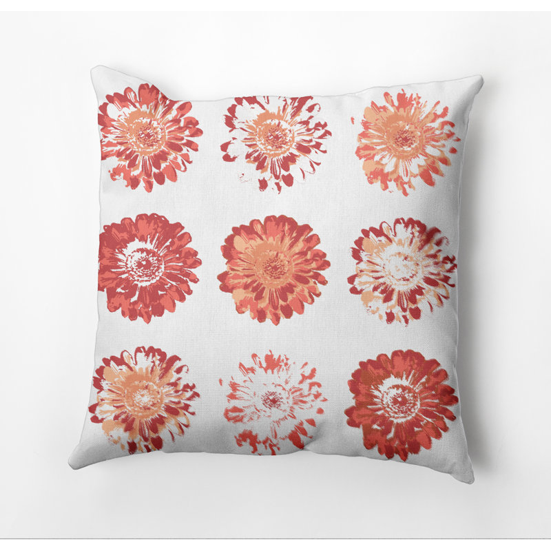 Housse de coussin d’extérieur carrée florale, 18 po x 18 po, Corail