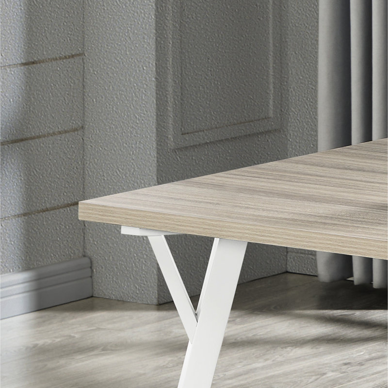 7 tables de salle à manger - table rectangulaire et 6 options de sièges blancs tendance en bois naturel et élégant