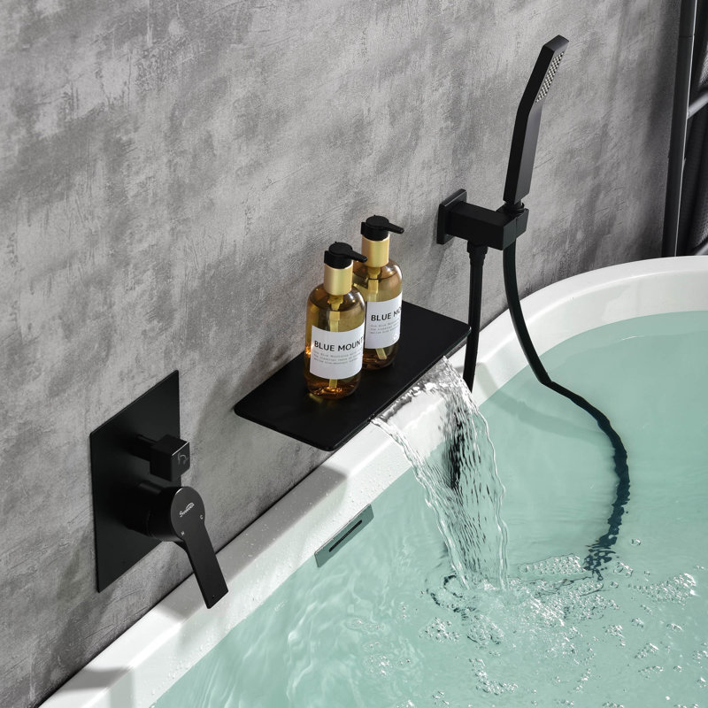 Robinet de baignoire mural Waterfall, Noir mat