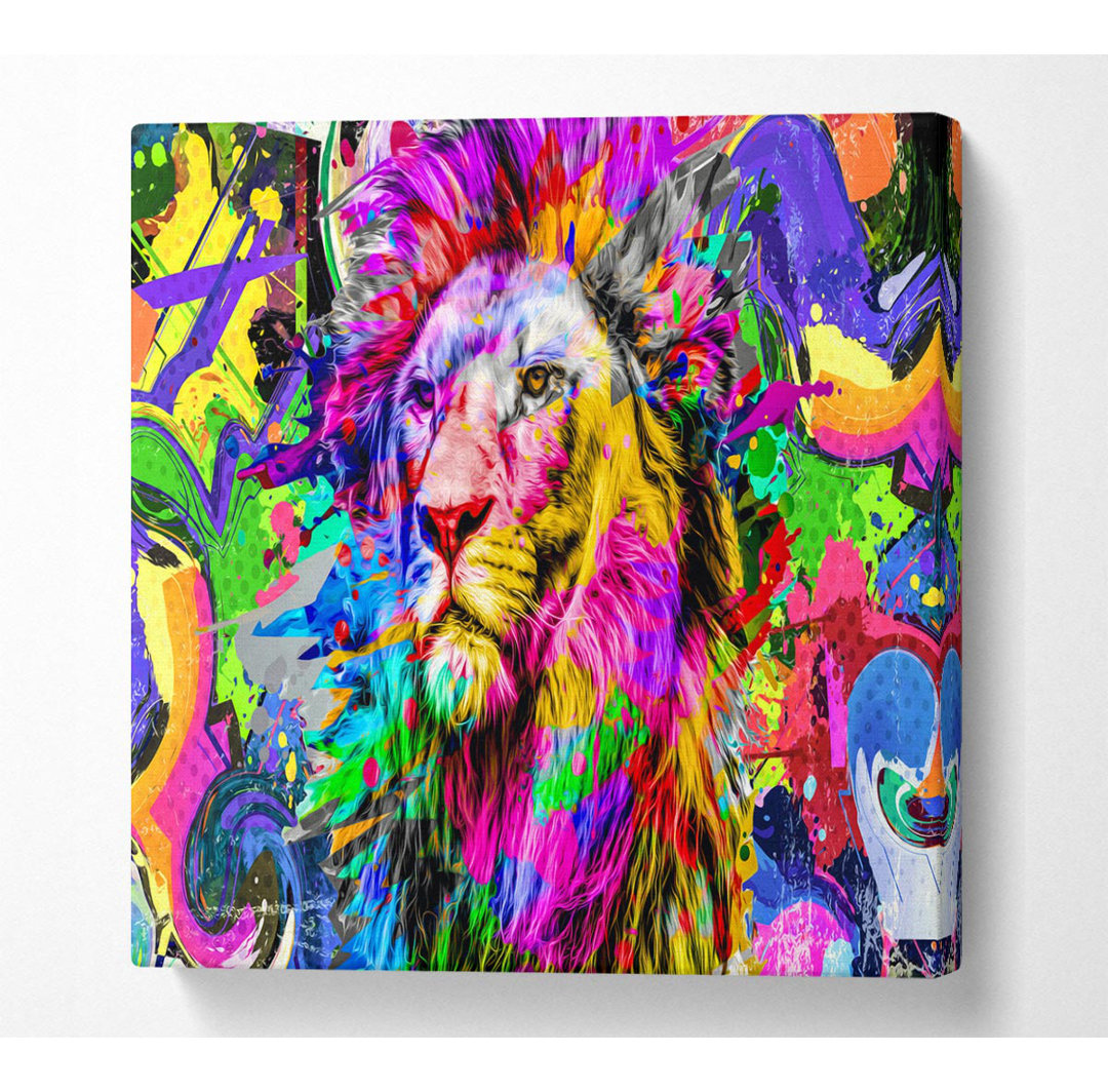 Rainbow Vivid Lion - Kunstdrucke auf Leinwand - Wrapped Canvas