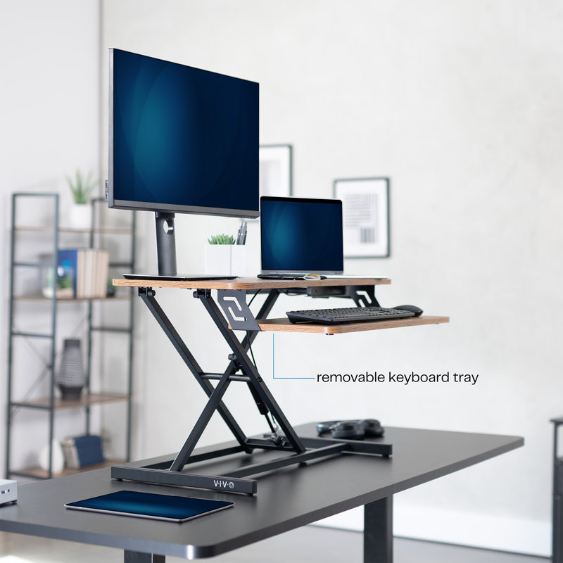 32" Standing Desk Converter Series, Vintage Brown/Black