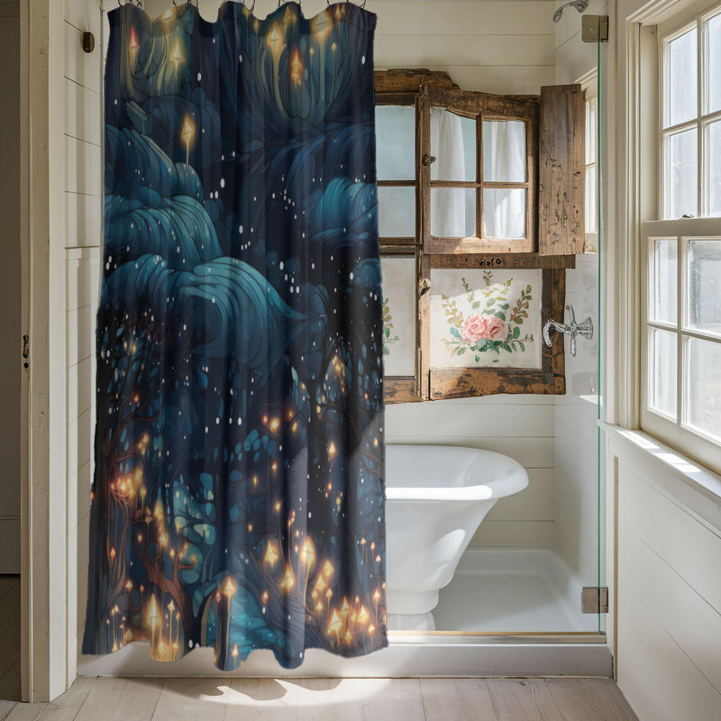 Mystical Trees - Rideau de douche Premium, H 74 po x l 71 po