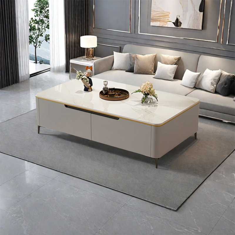 Table rectangulaire légère et luxueuse, H 16,5 po x L 47,2 po x l 23,6 po, Gris