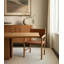 Chaise de salle à manger en cuir tressé brun et bois massif