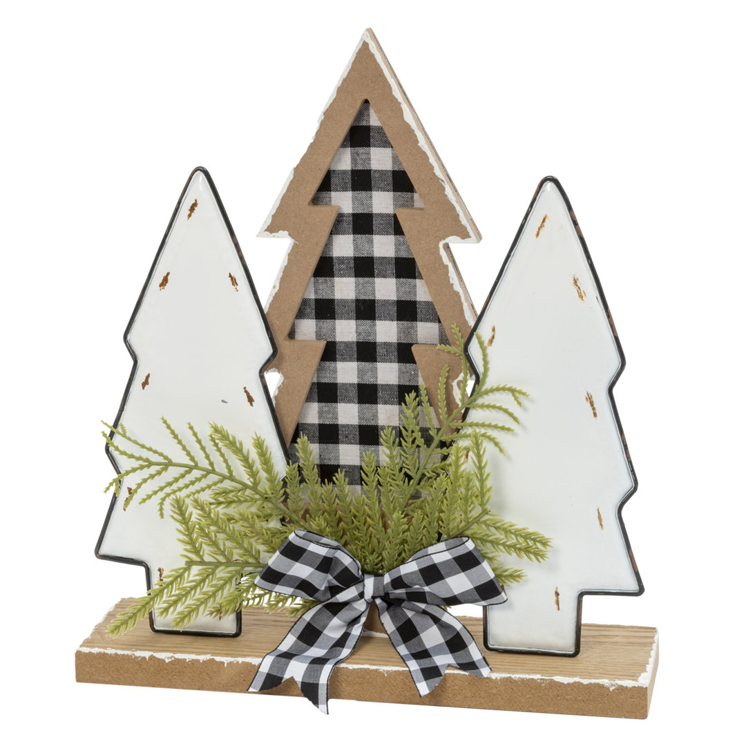 12 In. Wood Holiday Trees With Pine And Bow Accent Holiday Décor The Holiday Aisle®