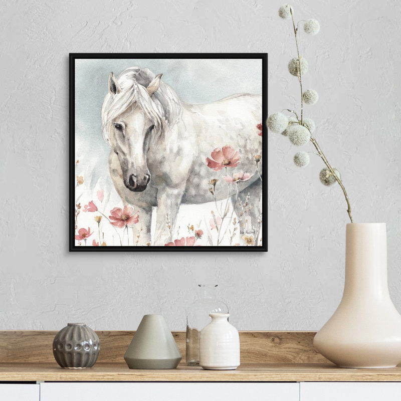 Art sauvage sur toile, "Chevaux sauvages", Toile avec cadre noir, H 18 po x l 18 po x P 2 po