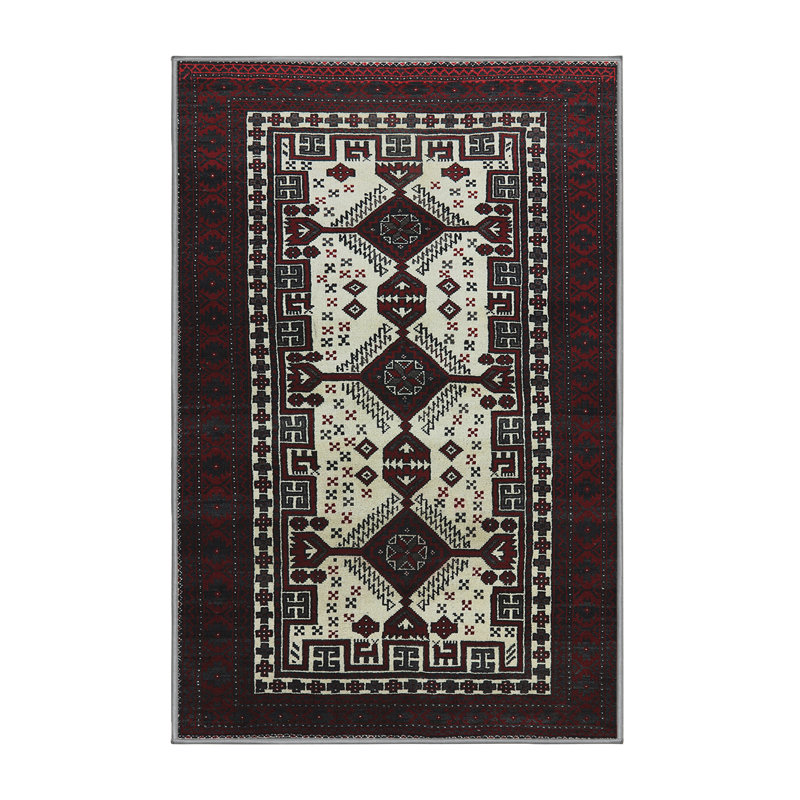 Tapis oriental rouge / ivoire Gretna, Rectangle 7 pi x 10 pi
