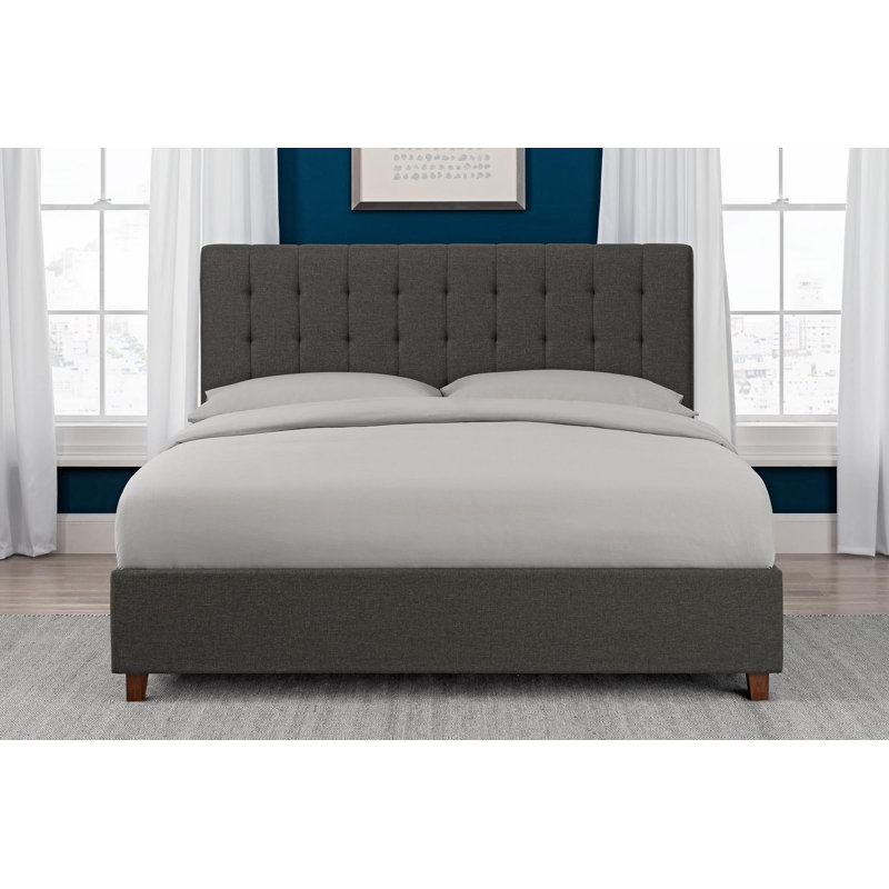 Lit plateforme tapissier Acquaviva, Grand, Gris