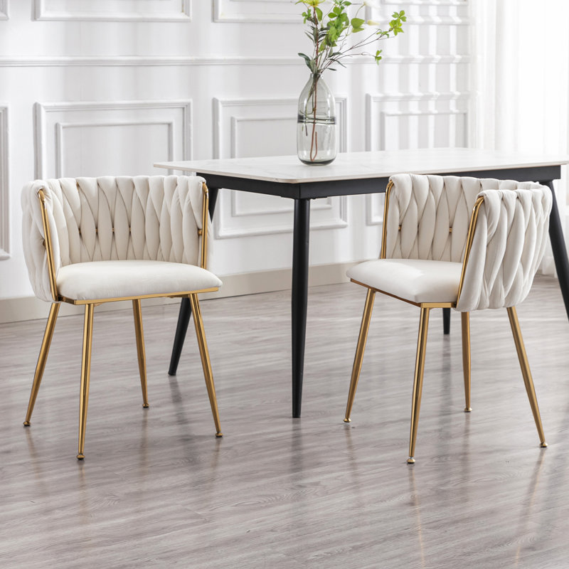 Fauteuil en velours Uresti, Velours beige, Doré