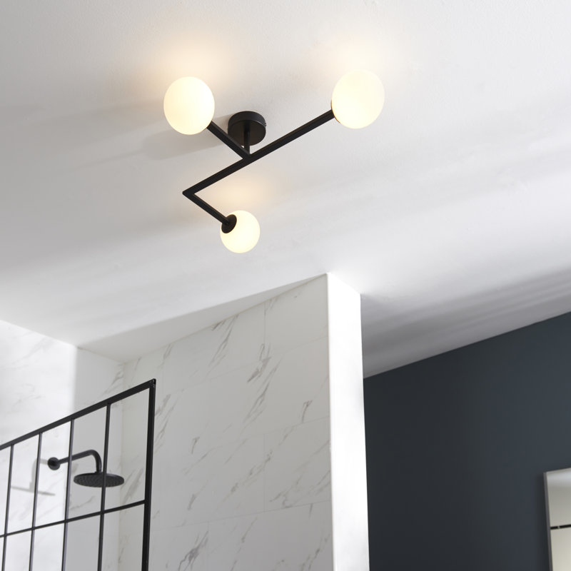 Terflinger Glass Semi Flush Mount, Black
