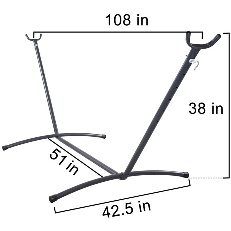 Support de hamac en acier, H 38 po x l 108 po x P 42,5 po
