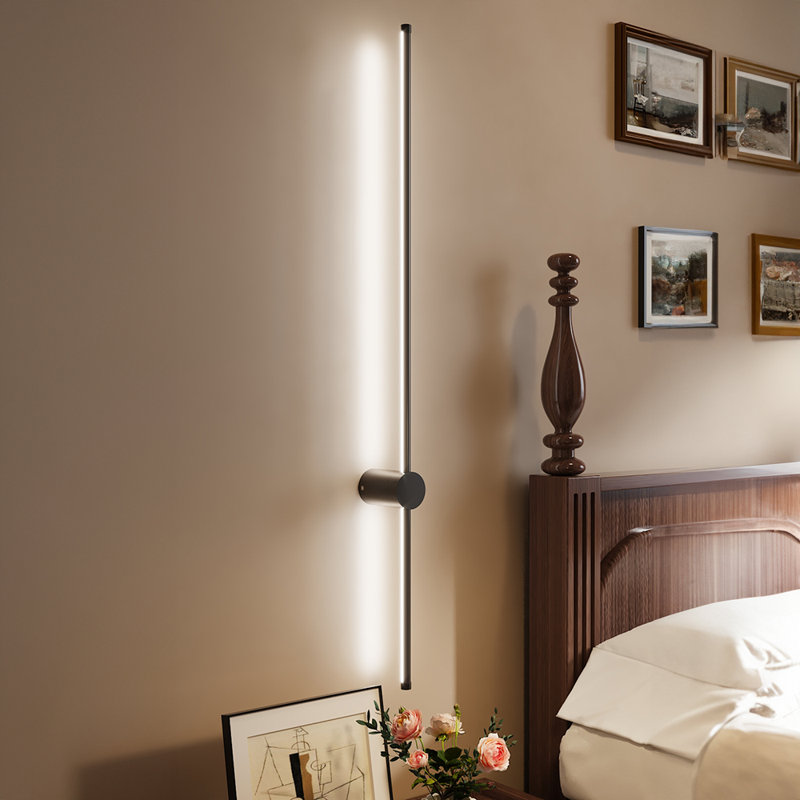 100cm Wide Rotatable Aluminum LED Wall Sconce Golden Light , Black