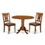 L'ensemble de table de salle à manger 3 pièces contient une table de cuisine ronde avec Dropleaf et 2 chaises de salle à manger rembourrées en tissu de lin, 42 x 42 pouces, brun selle-112328419-130530731-130530726