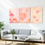 Abstrait rose et pêche géométrique et feuille tropicale, reproduction d'art sur toile, impression de style aquarelle (ensemble de 3)-2011009497