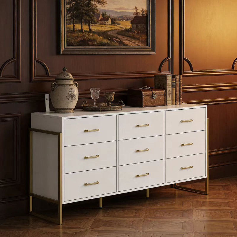 Commode 9 tiroirs Hopkinton, Blanc