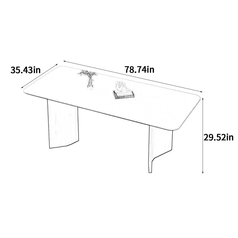 Table de salle à manger, H 29,52 po x L 78,74 po x l 35,43 po
