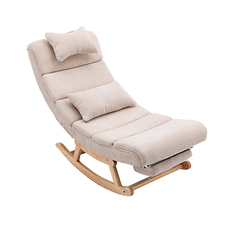Chaise berçante Emberto, Tissu microfibre beige
