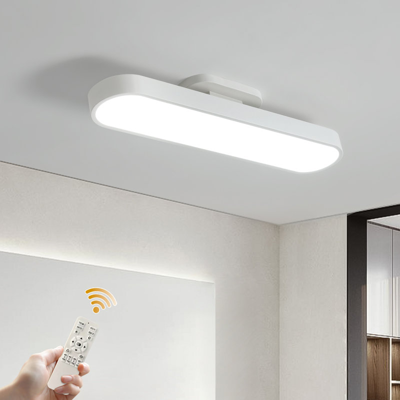 Masek 1 - Light 27.1" Simple Rectangle LED Semi Flush Mount, White