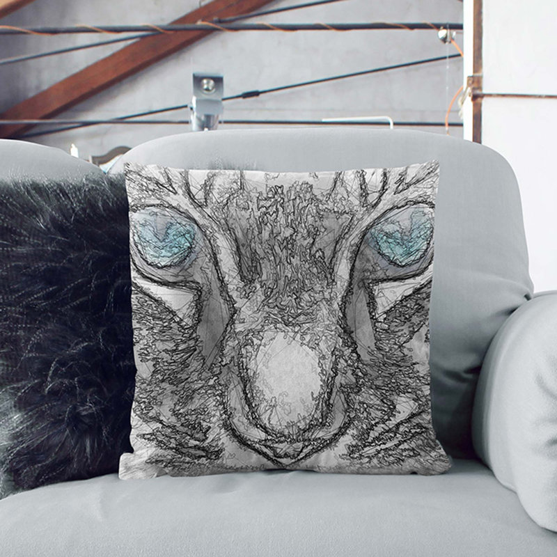Bright Blue Cat Eyes In Abstract Square Throw Cushion, 55cm H x 55cm W x 20cm D