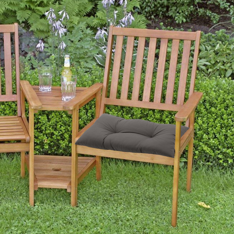 Garden Bench Seat and Back Cushion, Dark Grey, 10cm H x 60cm L x 40cm W