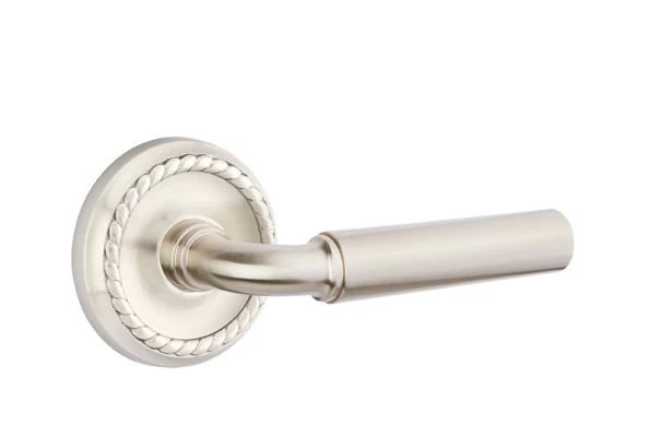 Mortaise intérieure Emtek Passage avec rosette en corde et levier Manning, Oui, Nickel satiné