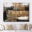 «Grunge Abstract Paint Effect Mid-Century Black Brown Stroke», reproduction sur toile 2 pièces-87607341-87607342