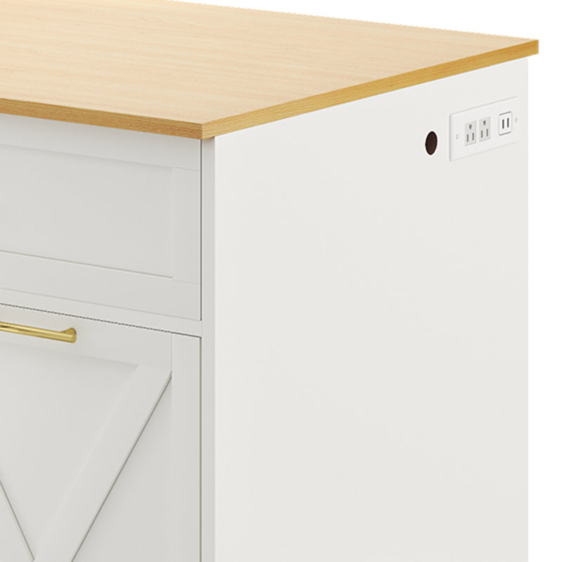 Îlot de cuisine roulant Beal, rangement de cuisine, armoire de cuisine avec double poubelle basculante et station de charge