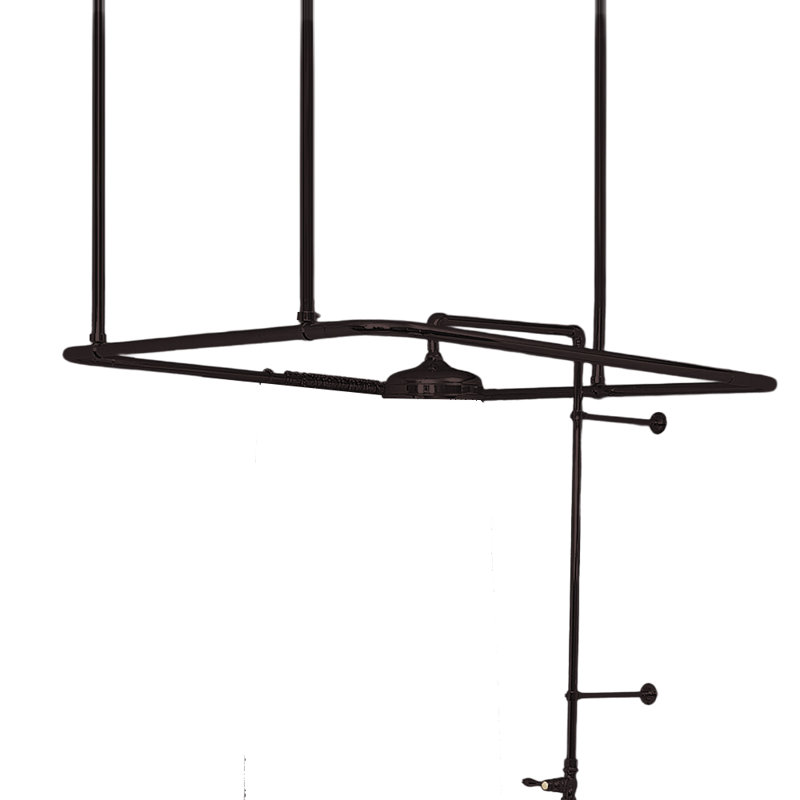 P0787 Enclosure with 42" Square Shower Set, 1" Tube and 36" Ceiling Brace, Unlacquered Oil Rubbed Bronze