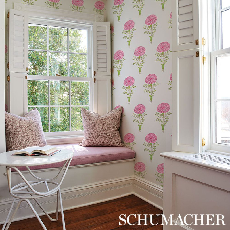 Schumacher x Molly Mahon Marigold Wallpaper, Pink
