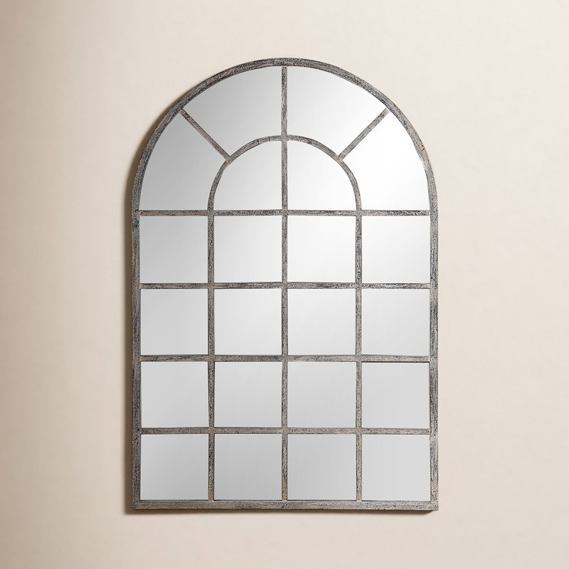 Dellrey Arch Wall Mirror, Gray, 44" x 30", Flat