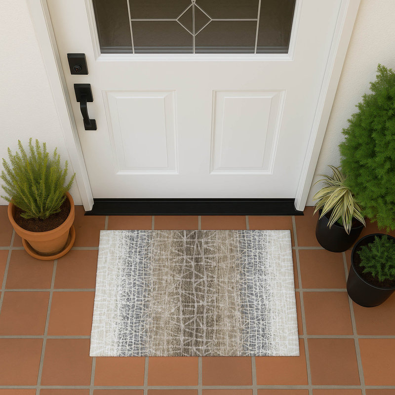 Tapis géométrique intérieur / extérieur lavable à la machine Raemoore ACN2404, Rectangle 1 pi 8 po x 2 pi 6 po