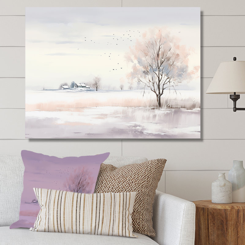 Paysage d'hiver, minimalisme - Paysage d'hiver, H 16 po x l 32 po x P 1 po, Toile tendue