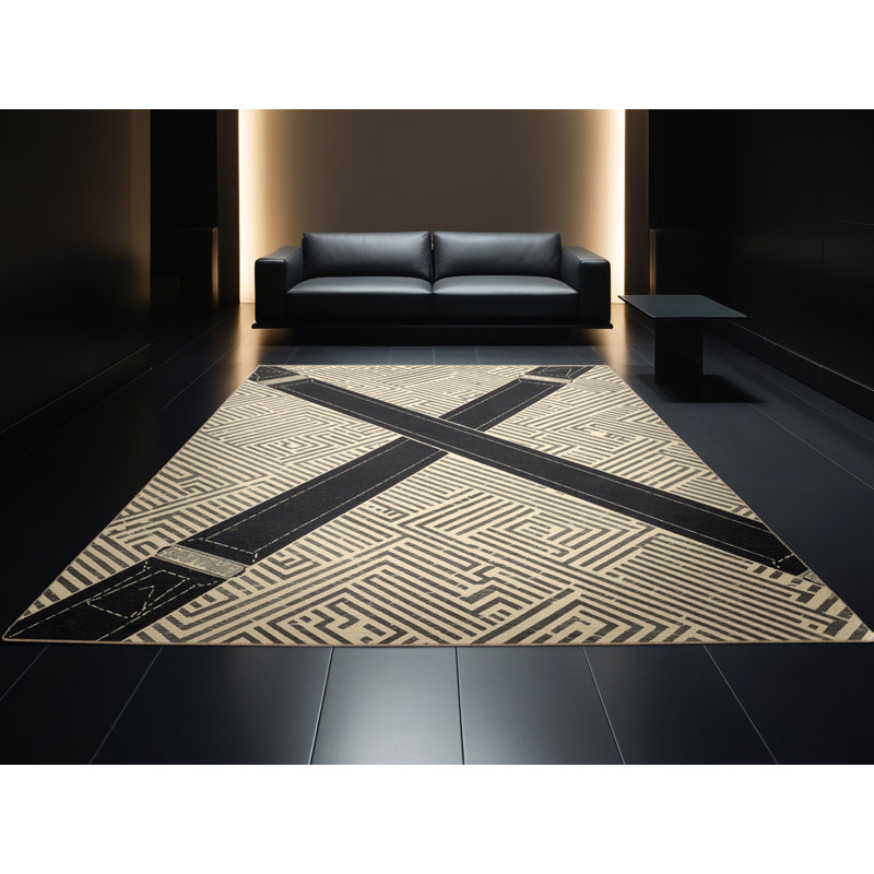 Tapis à rayures douces et moelleuses Barclay, 7 x 9