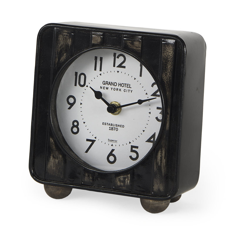 Karl Modern & Contemporary Analog Metal Quartz Movement / Crystal Tabletop Clock, Black