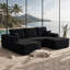 Canapé d'angle modulaire 3 pièces en tissu peluche noir de 104 pouces, sans assemblage requis