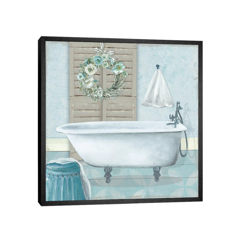 Teal Bath II by Carol Robinson - Print on Canvas, 66.04 cm H x 66.04 cm W, Black Framed