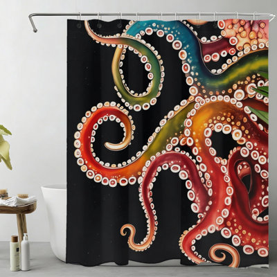 Rideau de douche multicolore 72 "x 72" Octopus