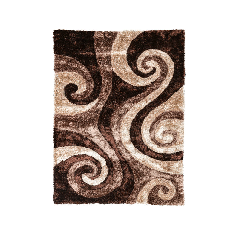 Tapis brun/beige poils longs Kenzie, Rectangle 5 pi x 7 pi