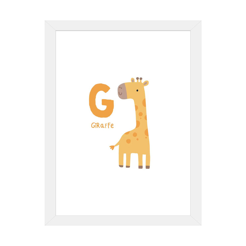 Animal Alphabet G - impression d'art graphique, H 32 po x l 24 po x P 1 po, Papier encadré blanc, Blanc