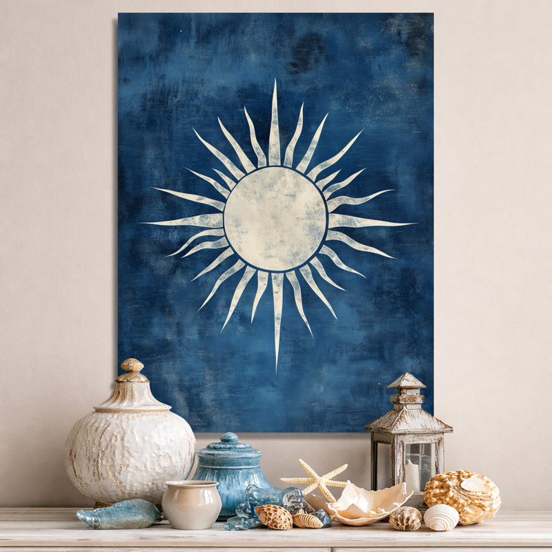 Sun Rays in Prussian Blue I - reproduction d'art sur toile, H 20 po x l 12 po, Toile tendue
