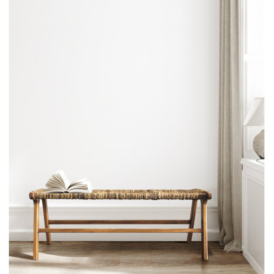 Transitional Brown 48" Bench with Durable Mahogany Frame and Banana Weave Seat