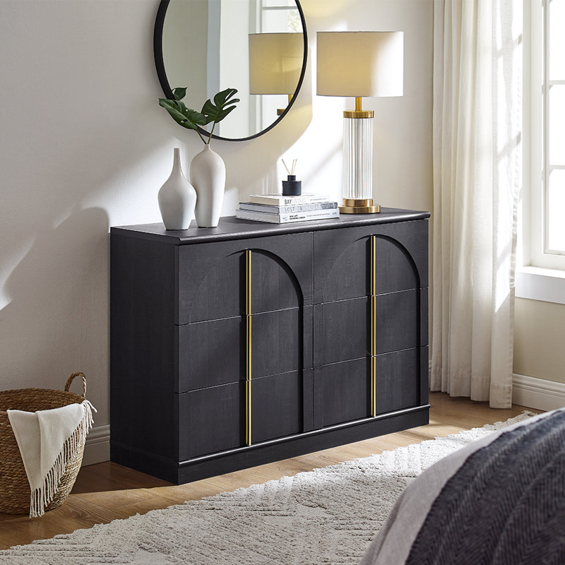 Commode 6 tiroirs Modern, Noir