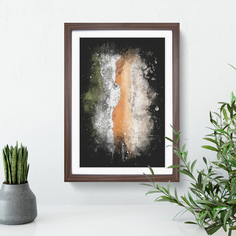 Aberdeen Beach in Scotland Paint Splash - Picture Frame Graphic Art, 36cm H x 27cm W x 2cm D, Walnut