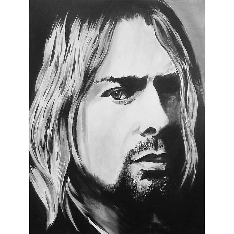 "Kurt Cobain" par Ed Capeau, reproduction d'art sur toile tendue, H 24 po x l 18 po x P 1,5 po