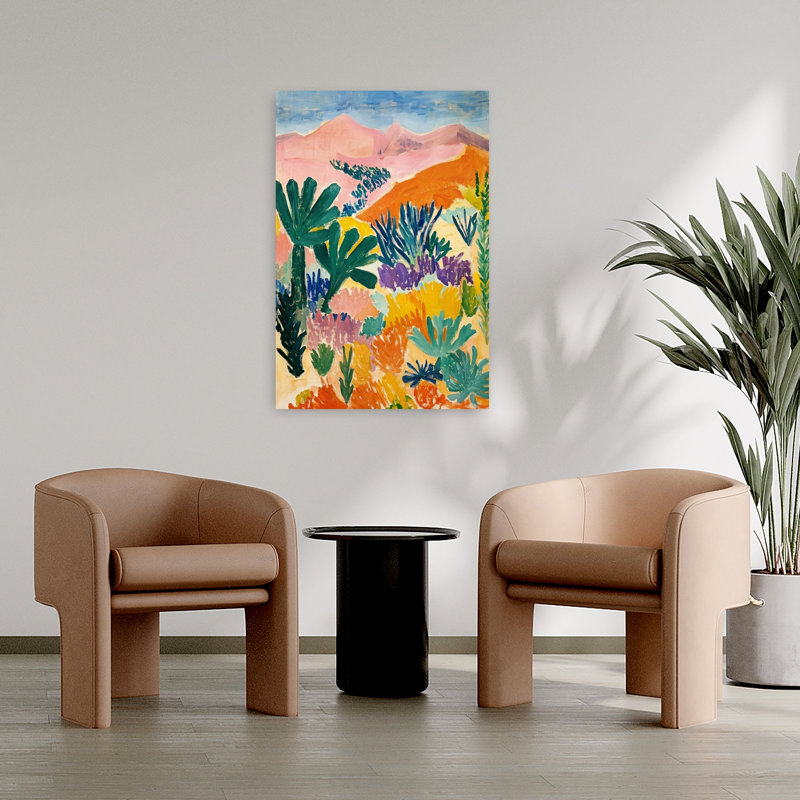 Impression sur toile paysage désertique coloré, paysage moderne abstrait, H 36 po x l 24 po