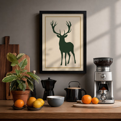 Silhouette Deer Minimalist - Framed Print