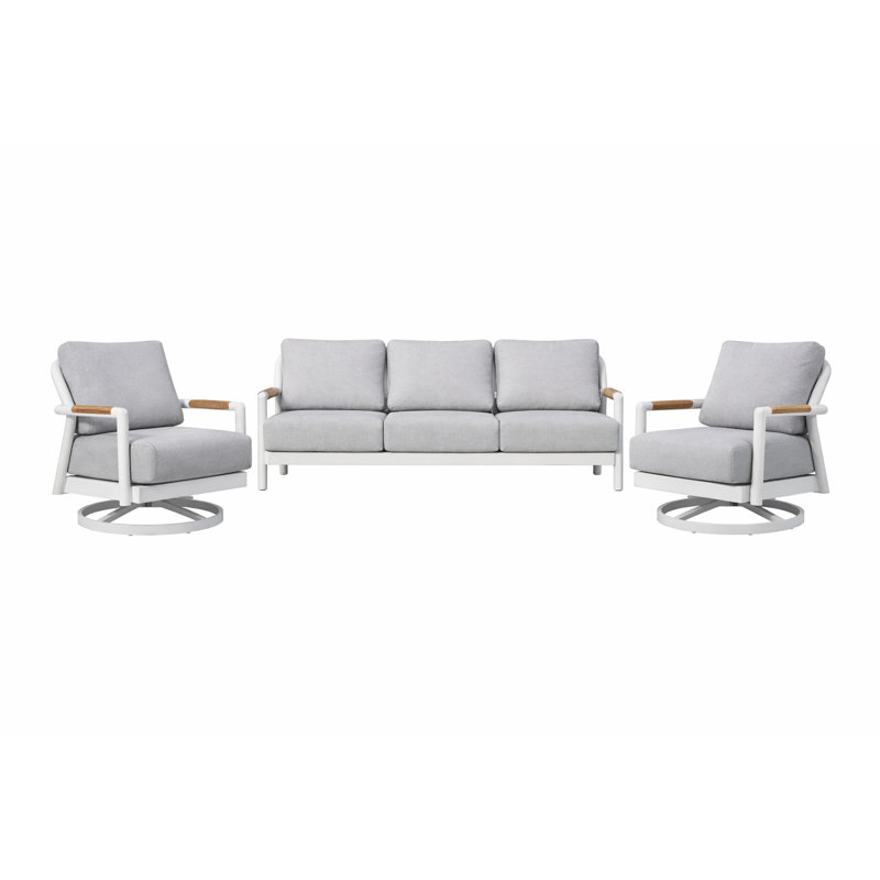 Ensemble de conversation pivotante pour 5 personnes avec coussins Sunbrella Santorini