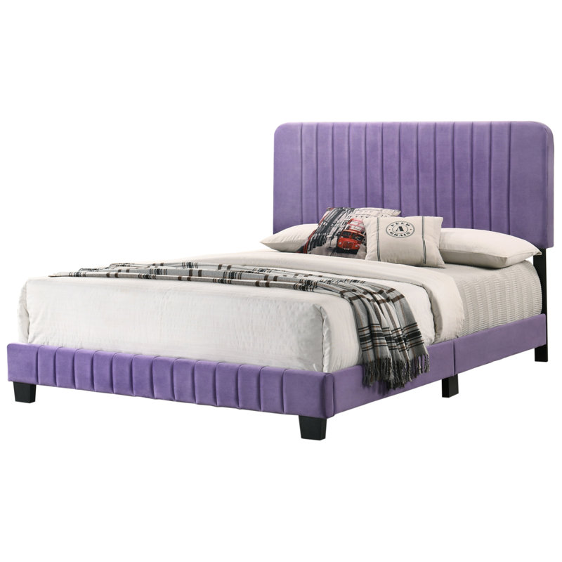 Lit double contemporain mauve, lit double, lit moderne, cadres de lit