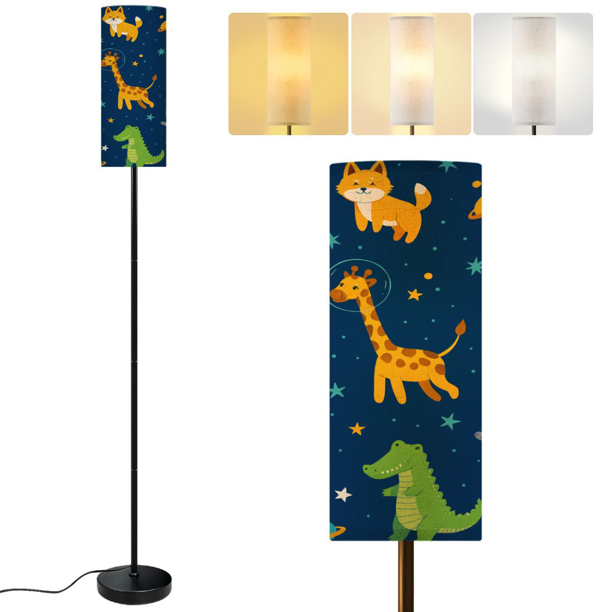 East Urban Home 68.5" Standing Floor Lamp Kids space Animals space Flat ...